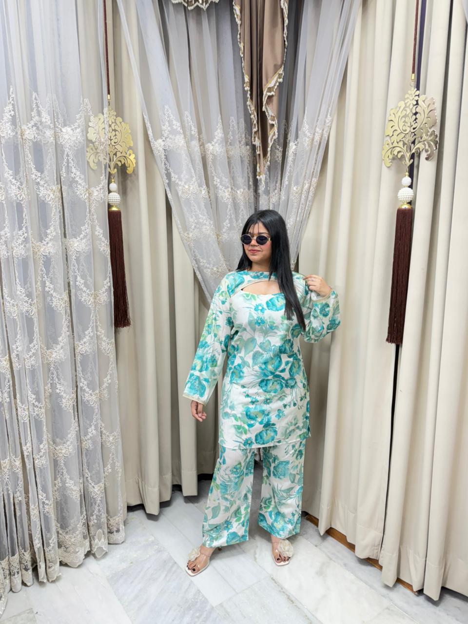 The Sofia Cordset | Premium Floral Cotton Silk Co-ord Set | Elegant Summer Wear