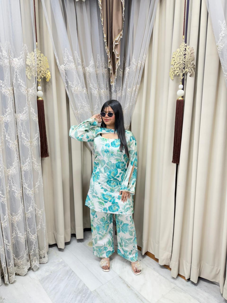 The Sofia Cordset | Premium Floral Cotton Silk Co-ord Set | Elegant Summer Wear