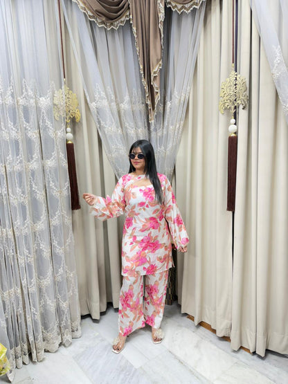 The Sofia Cordset | Premium Floral Cotton Silk Co-ord Set | Elegant Summer Wear