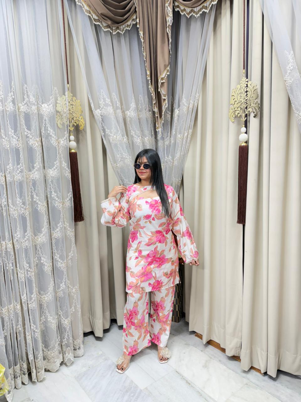 The Sofia Cordset | Premium Floral Cotton Silk Co-ord Set | Elegant Summer Wear