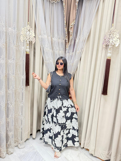 Florish Pure Cotton Skirt Top Set for Women | Floral Summer Outfit (M to 3XL)