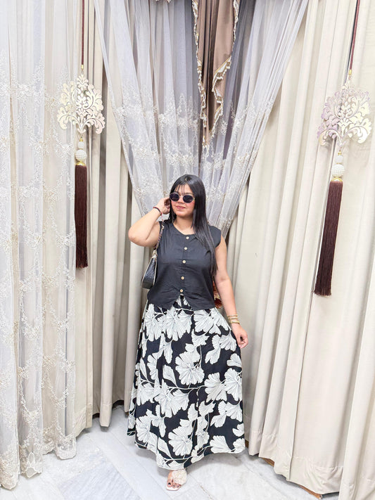 Florish Pure Cotton Skirt Top Set for Women | Floral Summer Outfit (M to 3XL)