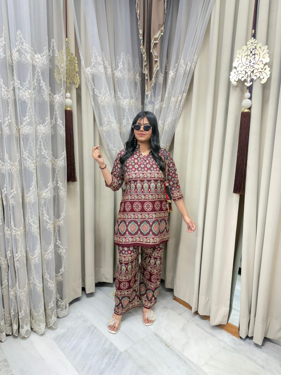Jaipuri Mulmul Cotton Cordset for Women | Printed Ethnic Co-ord Set