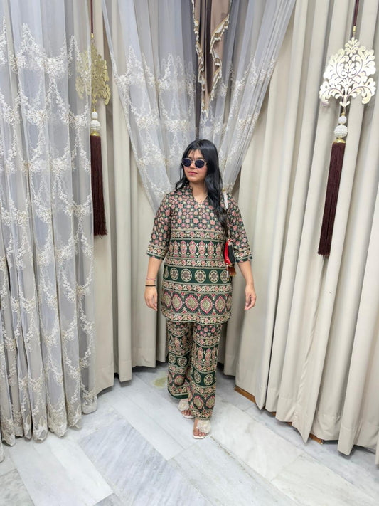 Jaipuri Mulmul Cotton Cordset for Women | Printed Ethnic Co-ord Set