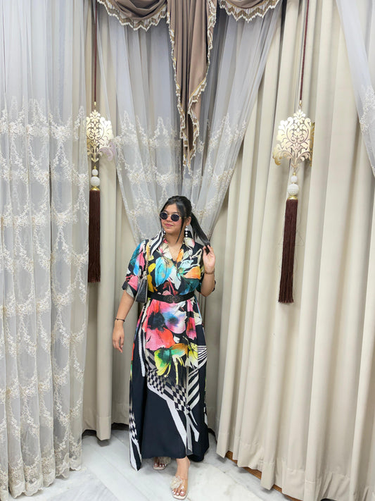 Black Candy Mulmul Cotton Dress for Women | Stylish Flowy Dress with Belt Option