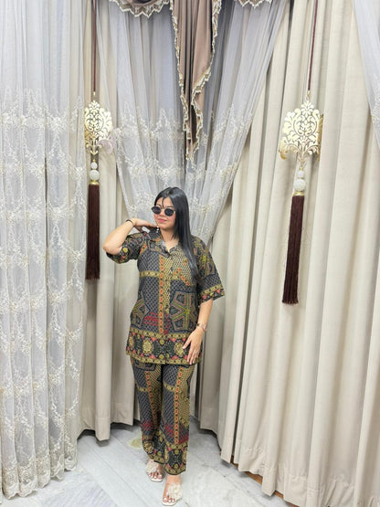 Jaipuri Printed Shirt Style Cordset for Women | Premium Mulmul Cotton Co-ord Set