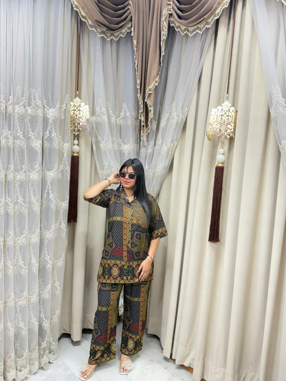 Jaipuri Printed Shirt Style Cordset for Women | Premium Mulmul Cotton Co-ord Set