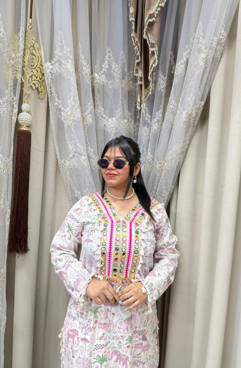 Beautiful Noor Lace Work Cordset for Women | Premium Cotton Designer Coord Set