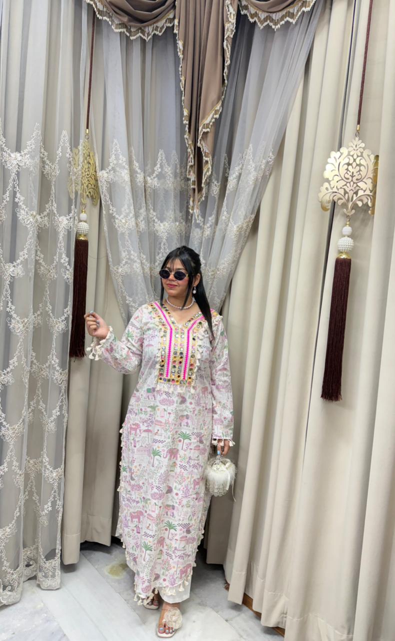 Beautiful Noor Lace Work Cordset for Women | Premium Cotton Designer Coord Set