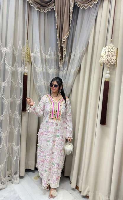 Beautiful Noor Lace Work Cordset for Women | Premium Cotton Designer Coord Set