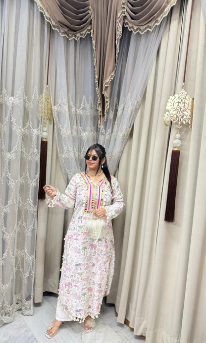 Beautiful Noor Lace Work Cordset for Women | Premium Cotton Designer Coord Set