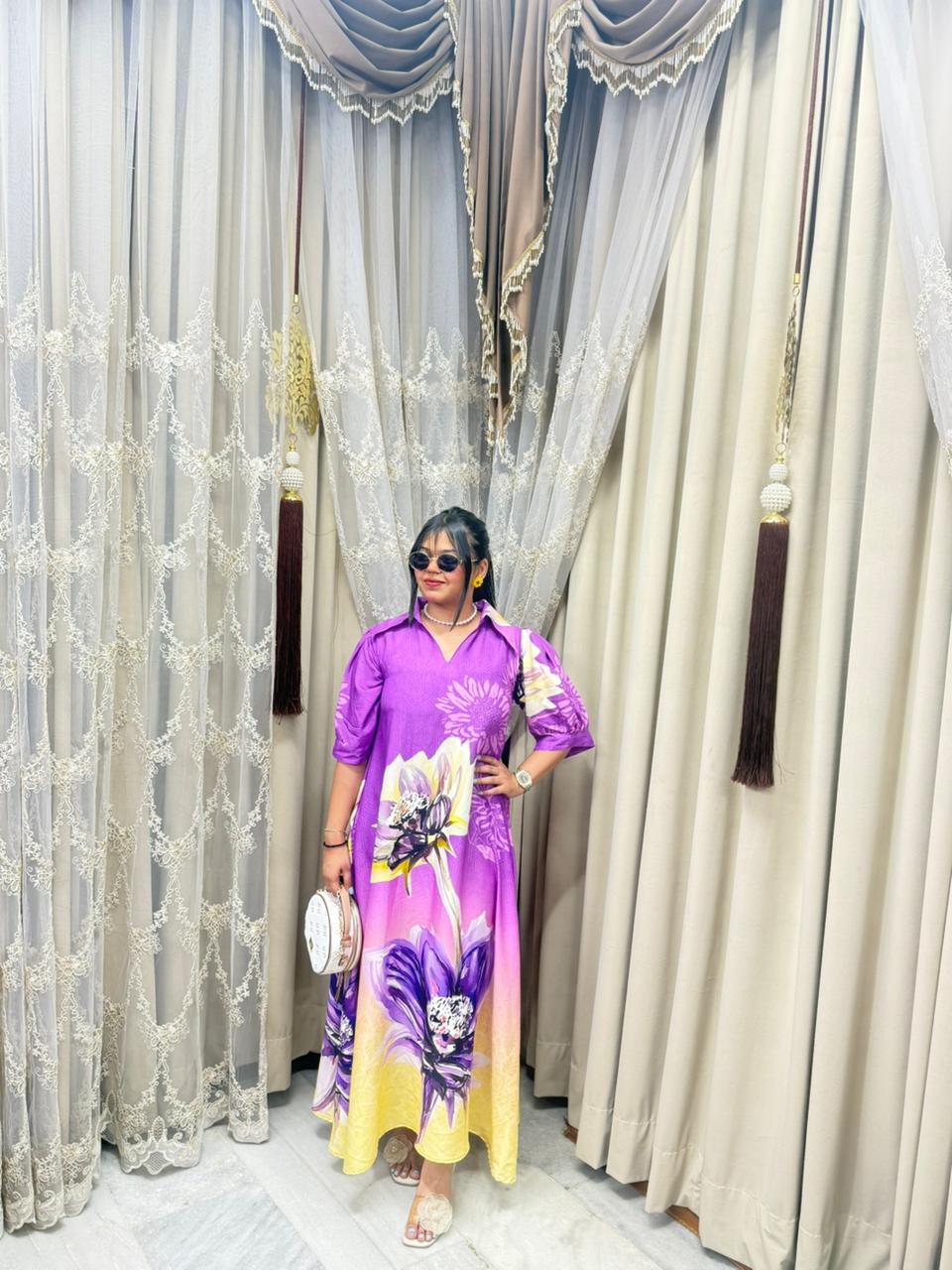 Candy Floral Maxi Dress for Women | Premium Mulmul Cotton Long Dress