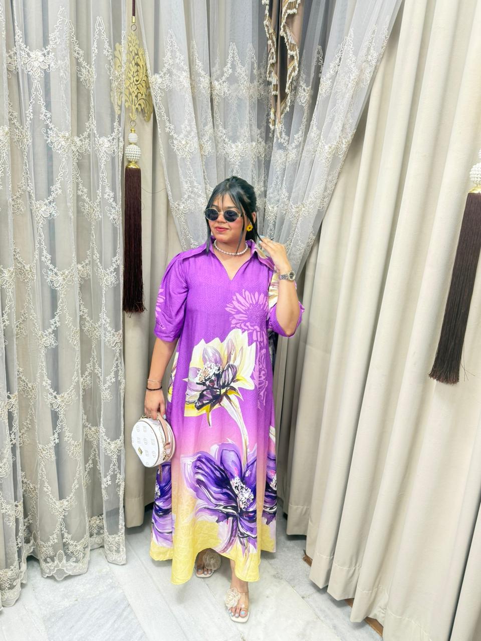 Candy Floral Maxi Dress for Women | Premium Mulmul Cotton Long Dress