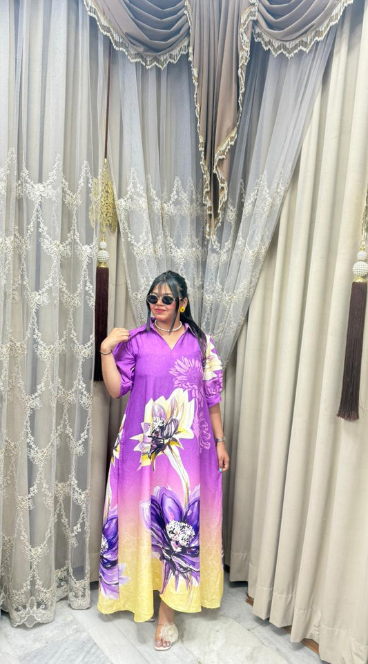Candy Floral Maxi Dress for Women | Premium Mulmul Cotton Long Dress