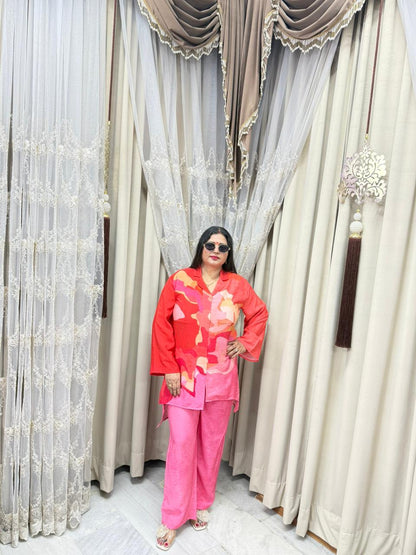 Women Printed DESI Co-Ord Set | Premium Mulmul Cotton Shirt Pant Set for Women