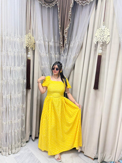 Premium Korean Fabric Polka Dot Maxi Dress with Smocked Back