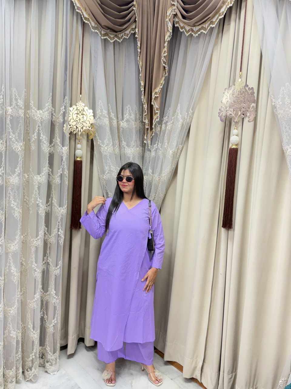 Women's Pure Cotton Plain Angrakha Style Cord Set