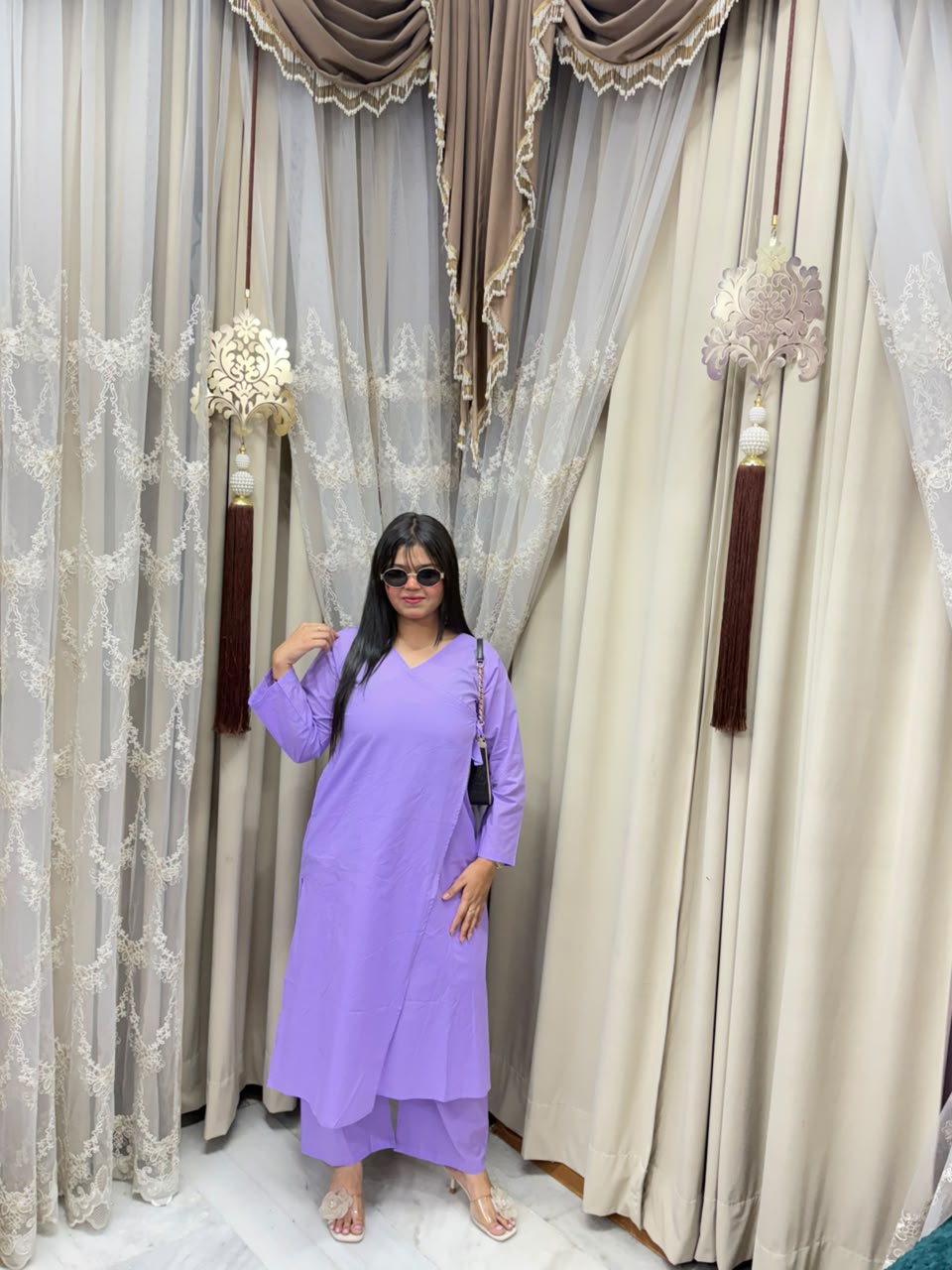 Women's Pure Cotton Plain Angrakha Style Cord Set