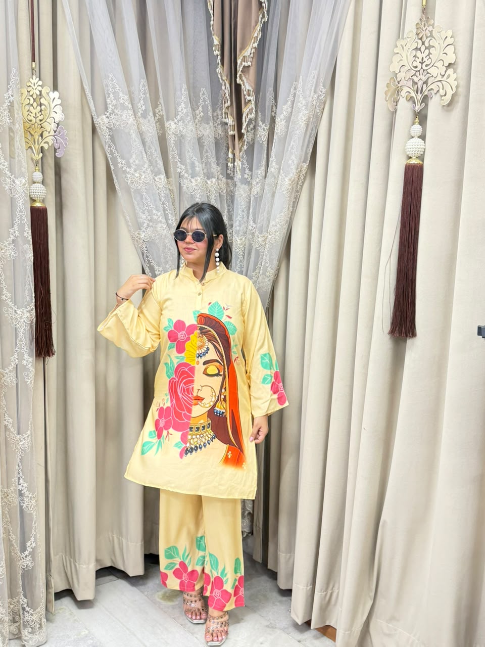 The Naari Co-ord Set | Premium Digital Print Mulmul Cotton Fusion Wear Set