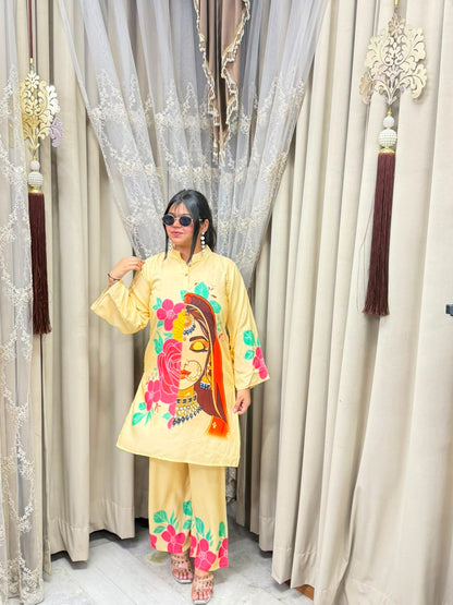 The Naari Co-ord Set | Premium Digital Print Mulmul Cotton Fusion Wear Set