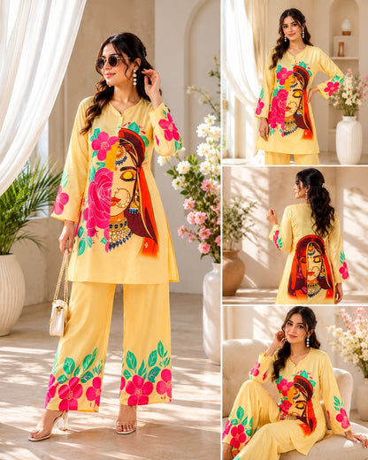 The Naari Co-ord Set | Premium Digital Print Mulmul Cotton Fusion Wear Set