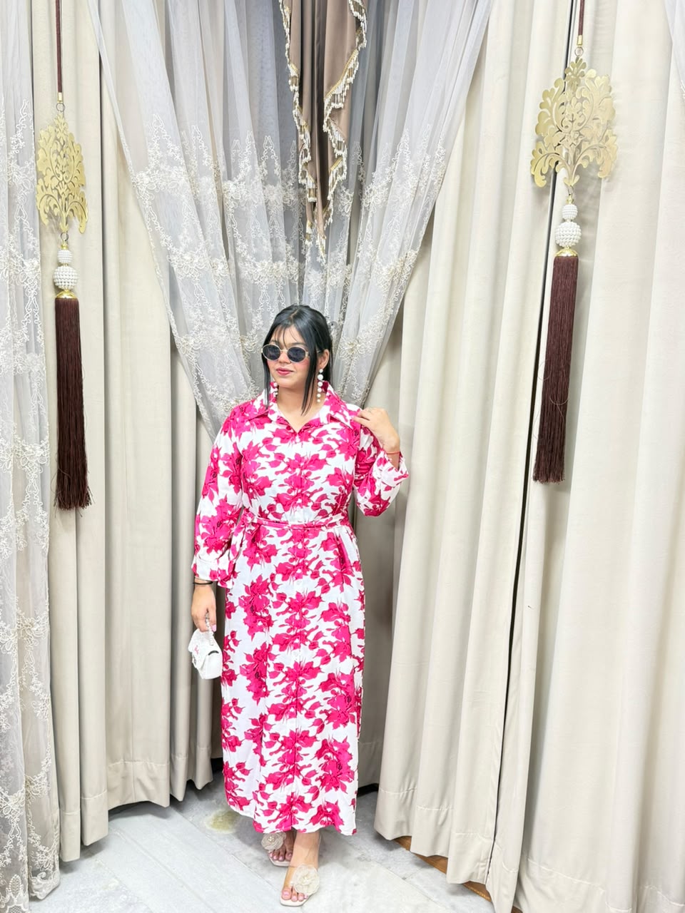 The Orchid Summer Dress | Premium Floral Print Mulmul Cotton Shirt Dress