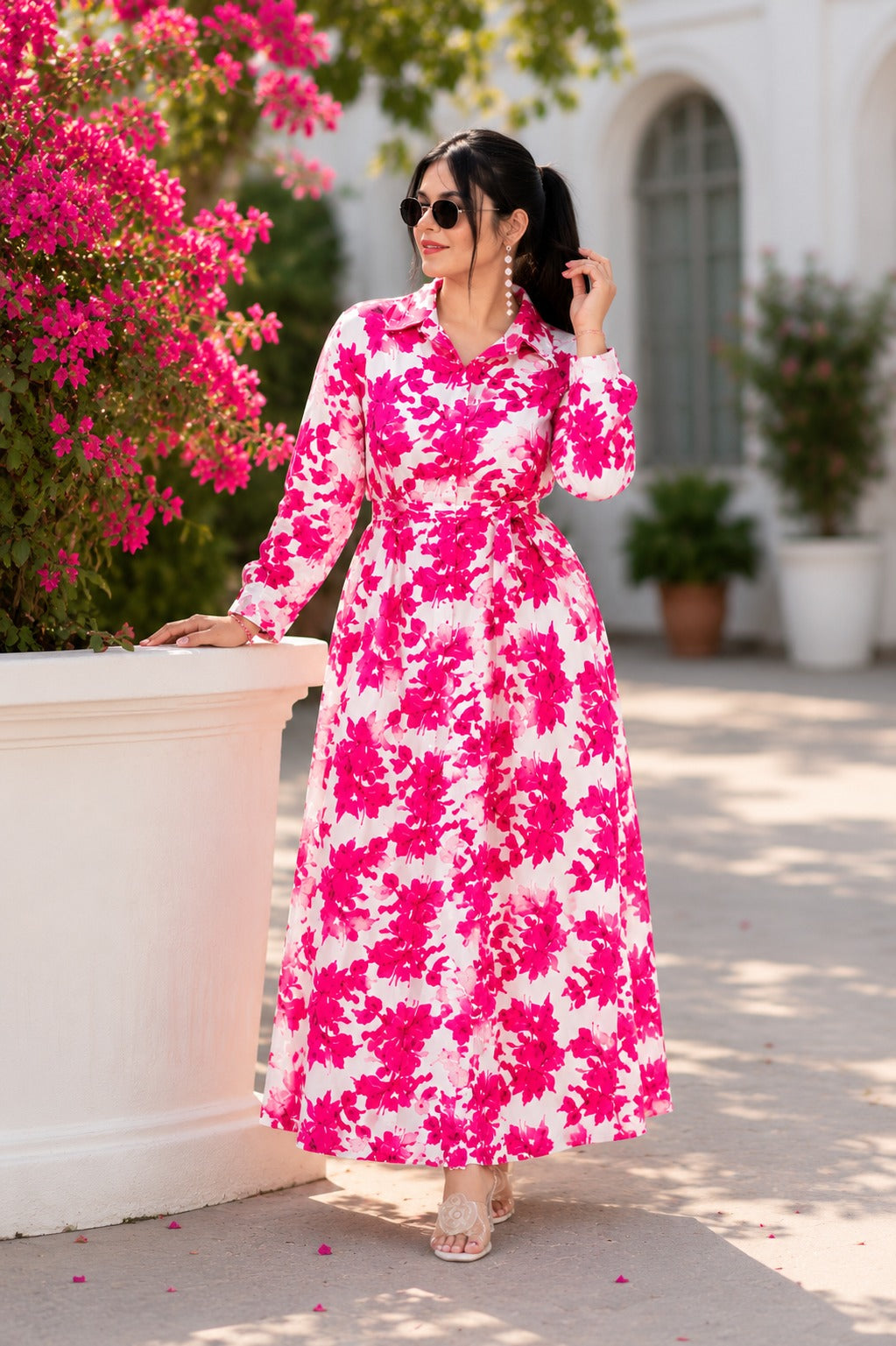 The Orchid Summer Dress | Premium Floral Print Mulmul Cotton Shirt Dress