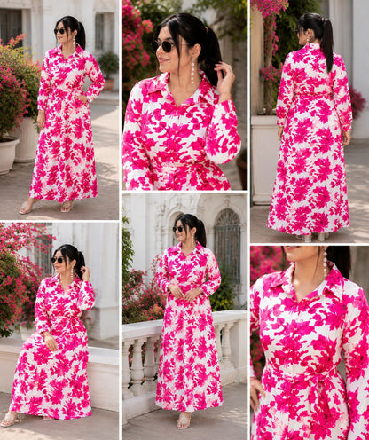 The Orchid Summer Dress | Premium Floral Print Mulmul Cotton Shirt Dress