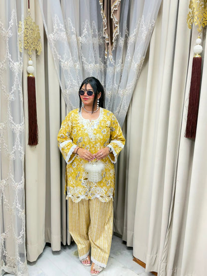 The Gulmohar Farshi Suit Set | Premium Pure Cotton Floral Cutwork 3-Piece Festive Set