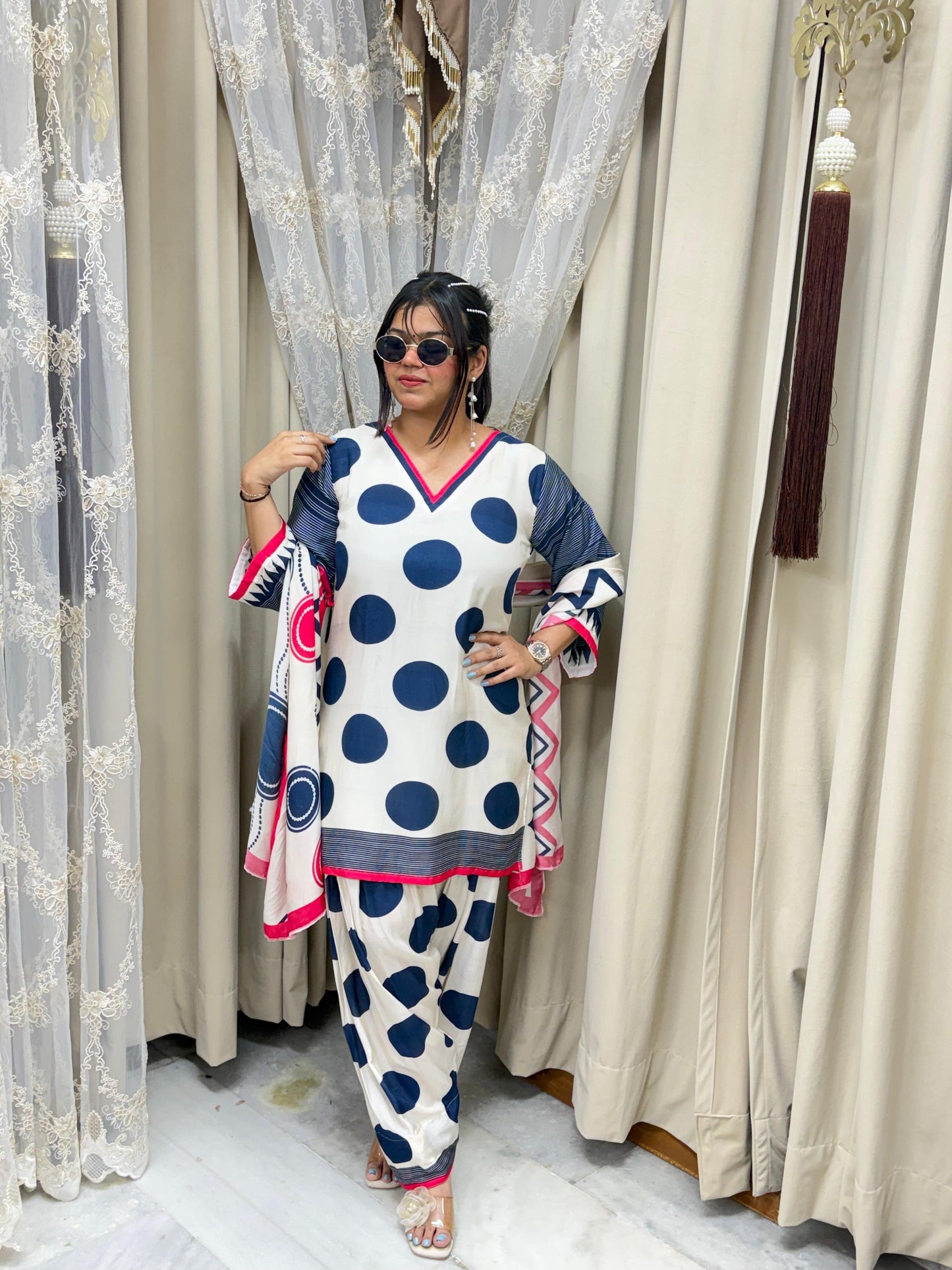 Premium Pure Muslin Farshi Suit Set with Dupatta | Women's Designer 3-Piece Ethnic Wear