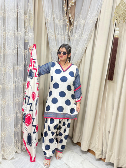 Premium Pure Muslin Farshi Suit Set with Dupatta | Women's Designer 3-Piece Ethnic Wear