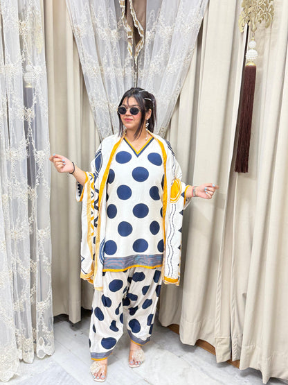 Premium Pure Muslin Farshi Suit Set with Dupatta | Women's Designer 3-Piece Ethnic Wear