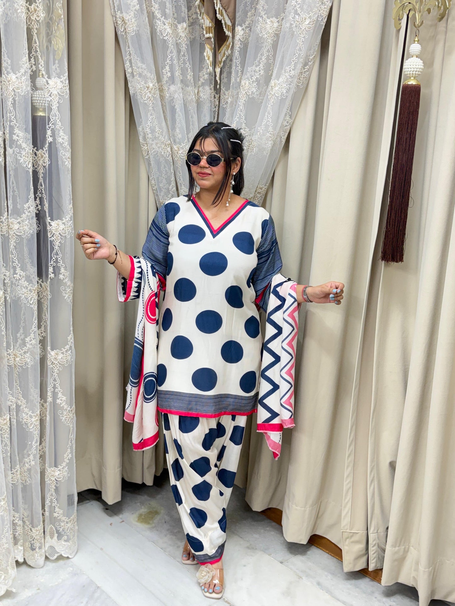 Premium Pure Muslin Farshi Suit Set with Dupatta | Women's Designer 3-Piece Ethnic Wear