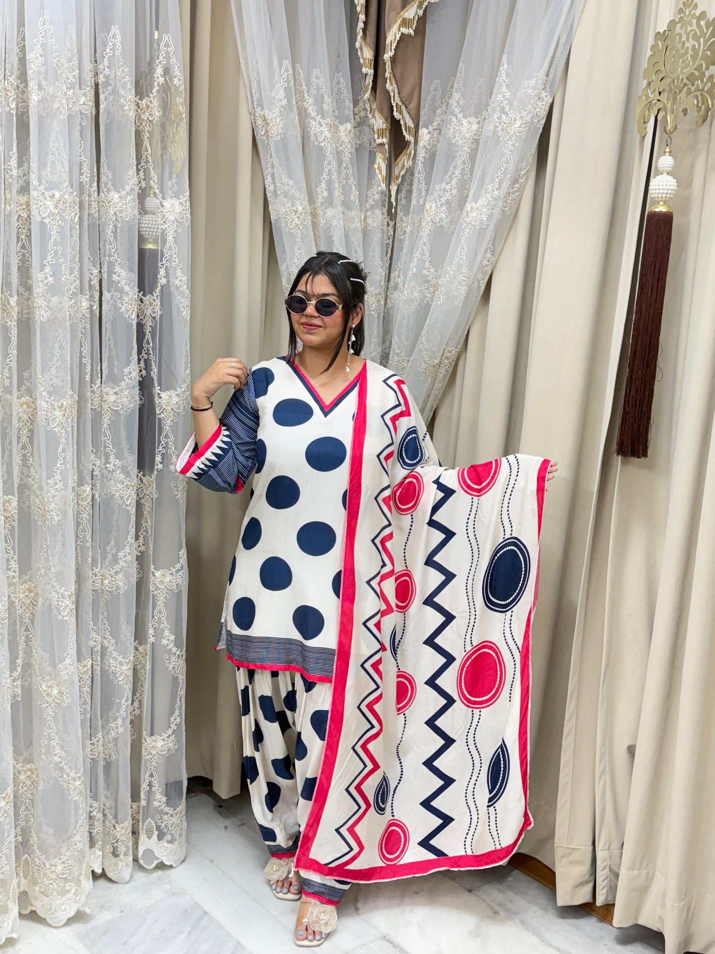 Premium Pure Muslin Farshi Suit Set with Dupatta | Women's Designer 3-Piece Ethnic Wear