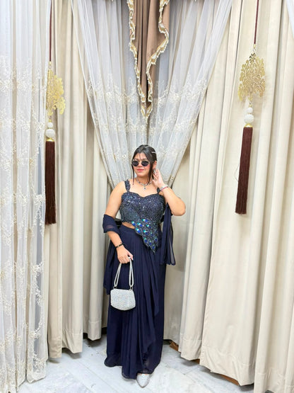 Designed peacock heavy hanwork dress
