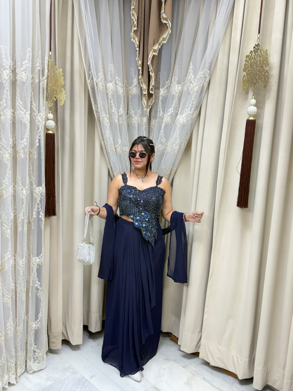 Designed peacock heavy hanwork dress