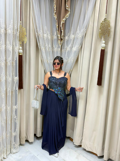 Designed peacock heavy hanwork dress