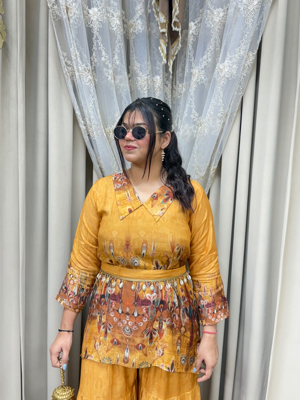 Kodi sharara cordset in pure muslin