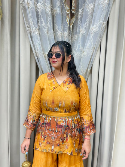 Kodi sharara cordset in pure muslin