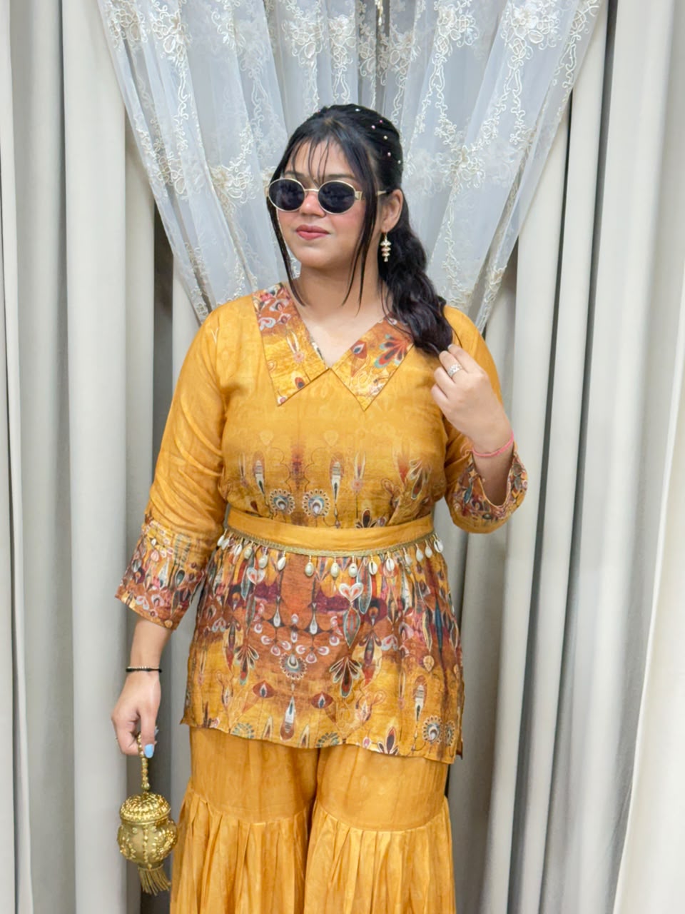 Kodi sharara cordset in pure muslin