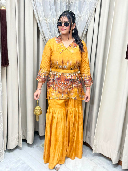 Kodi sharara cordset in pure muslin