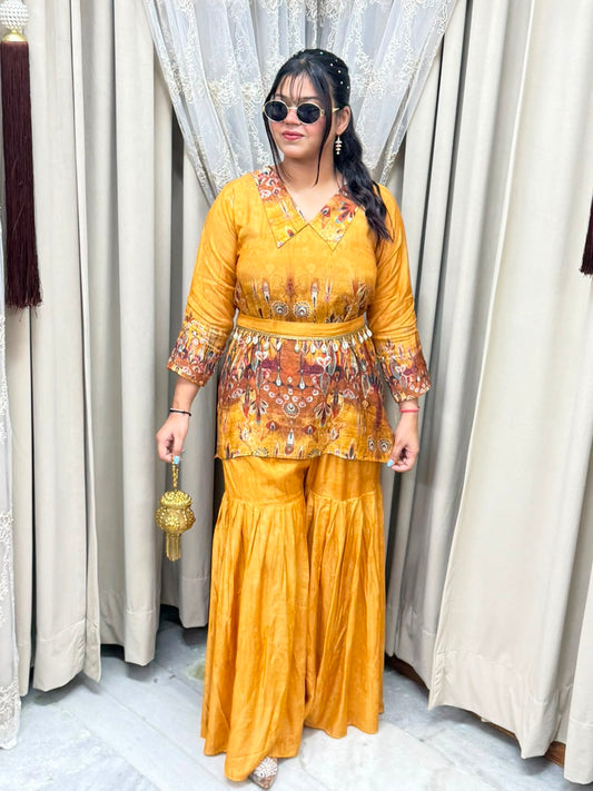 Kodi sharara cordset in pure muslin