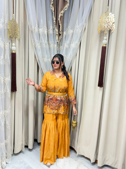 Kodi sharara cordset in pure muslin