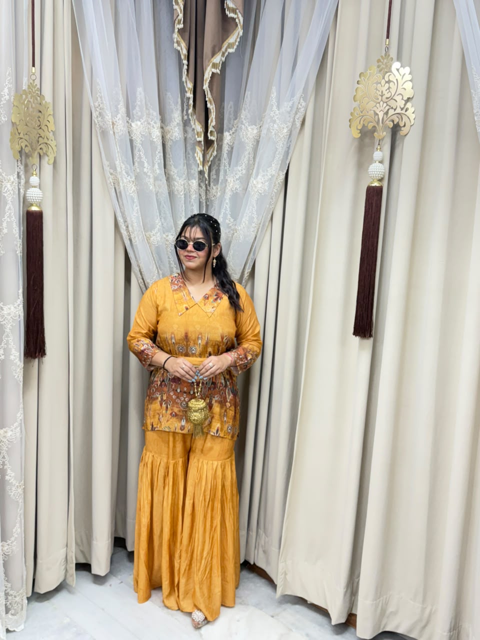 Kodi sharara cordset in pure muslin