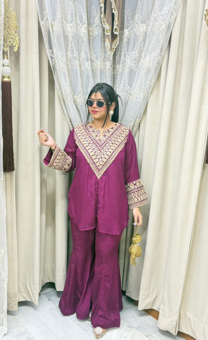 Designer front cut festive special cordset with jari work