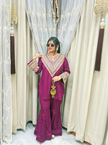 Designer front cut festive special cordset with jari work