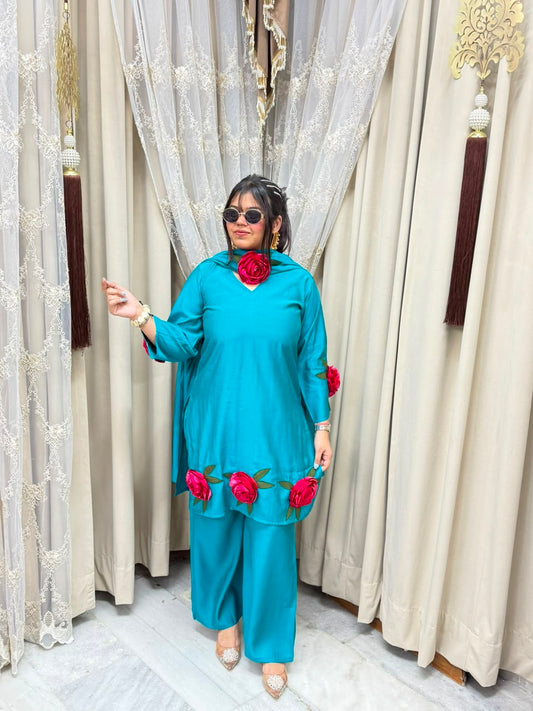 Designer flower viral suit😍 Cotton silk premium fabric