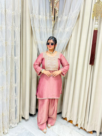 Designer Premium Pure Tissue Farshi Co-ord Set with Handwork