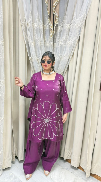Premium Glass Cotton Silk Designer Pearl Suit Set with Dupatta