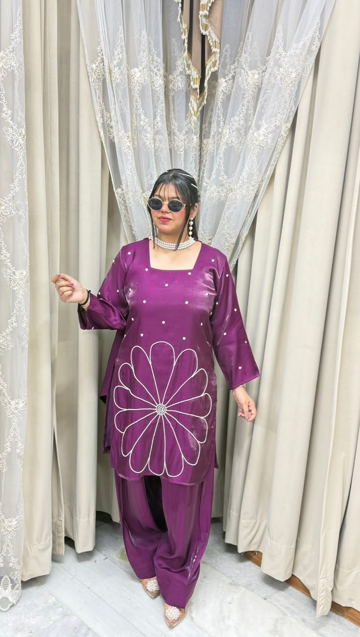Premium Glass Cotton Silk Designer Pearl Suit Set with Dupatta